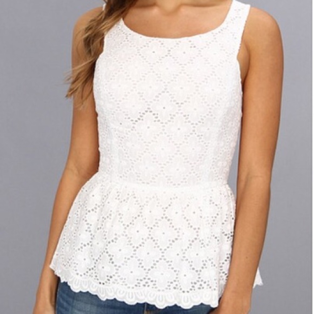 Lilly Pulitzer Ashton Ruffled Peplum Eyelet Top